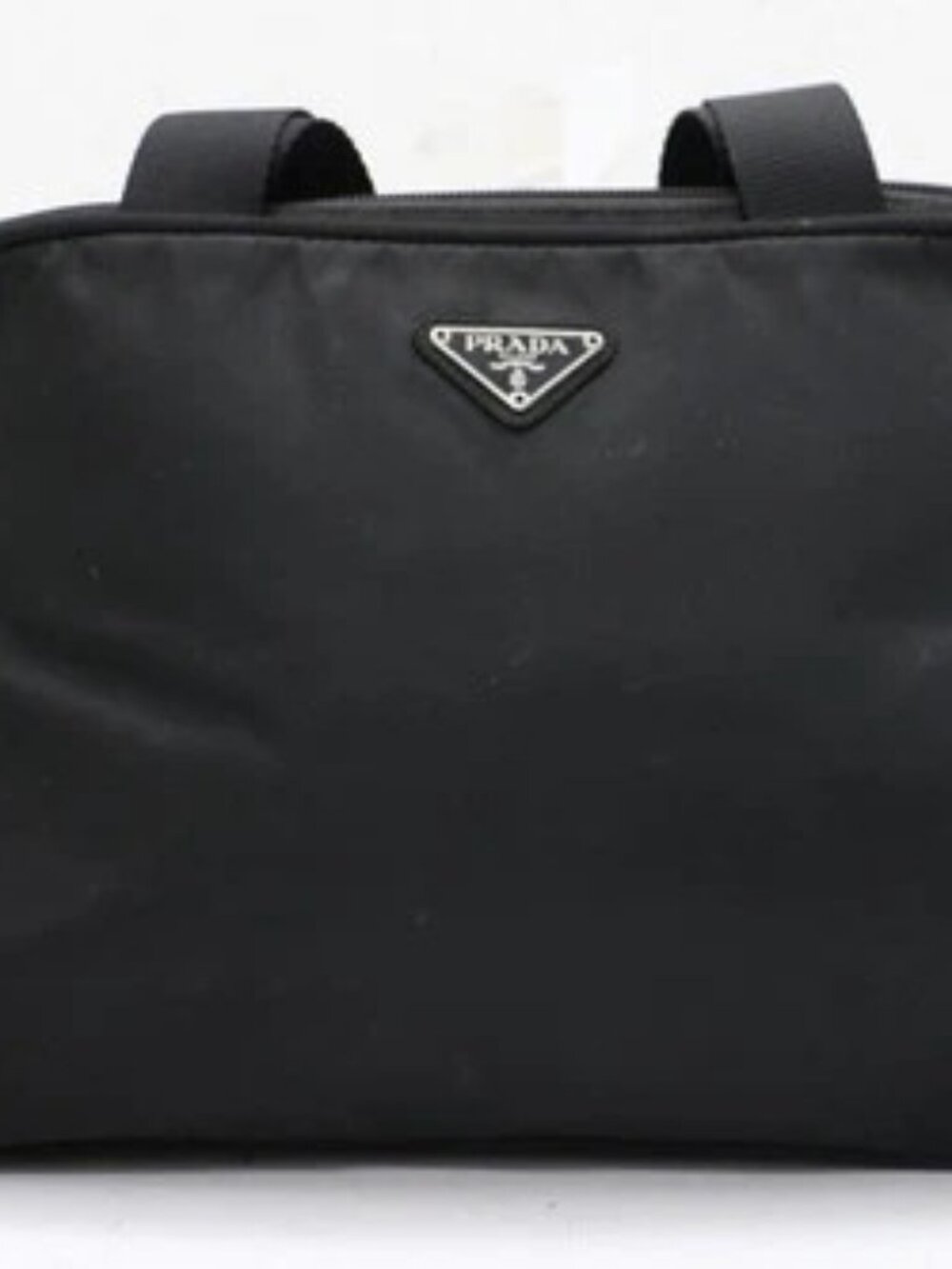 Prada Triangle Logo Black Nylon Handbag